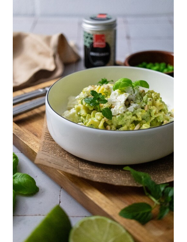 Pasta mit Erbsen-Joghurt-Sauce - Hartkorn Gewürze