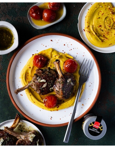 Yellow Madras Curry, mild gourmet spice in a glass