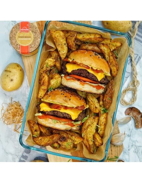 Burger mit Potato Wedges - Hartkorn Gewürze