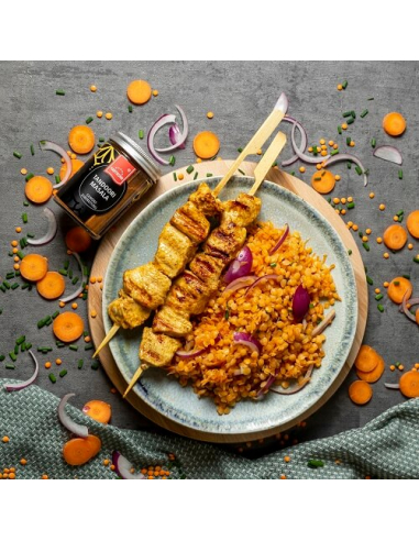 Linsensalat mit Hähnchenspießen - Hartkorn Gewuerze