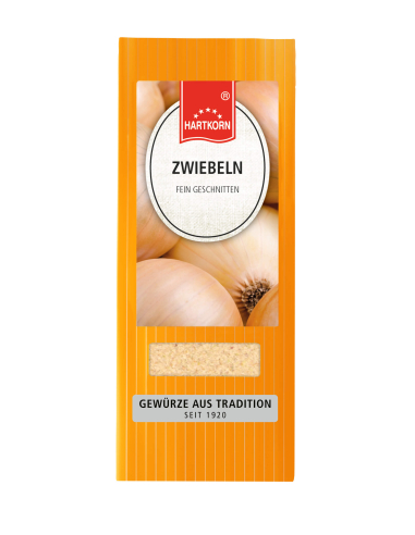 Fein geschnittene Zwiebeln von Hartkorn